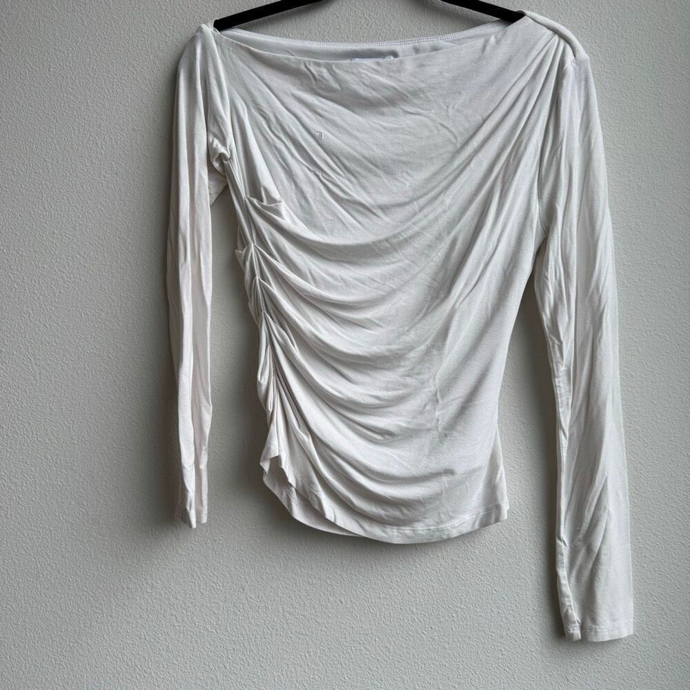 $5/$25 Princess Polly White Ruched Off The Shoulder Ling Sleeve Size Small/ 6